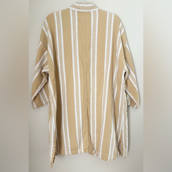 Eileen Fisher OS Butter Yellow and White Gauzy 100% Organic Cotton Kimono - Picture 5 of 8